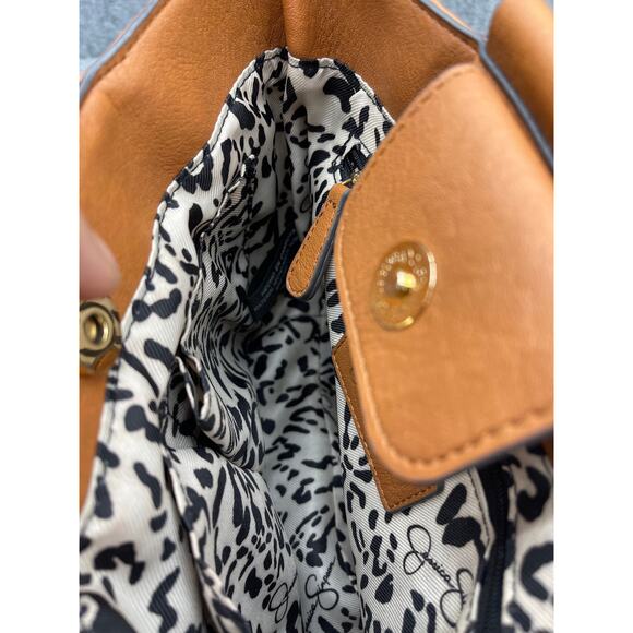 Jessica Simpson Tan Straw Brown Leather Summer Top Handle Crossbody Bag Purse - Picture 13 of 16